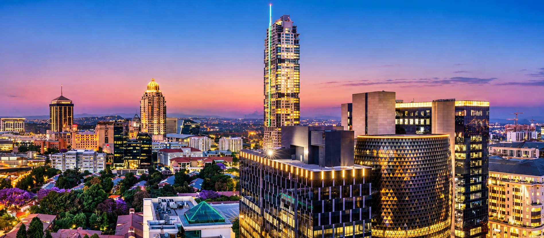 Sandton skyline at dusk